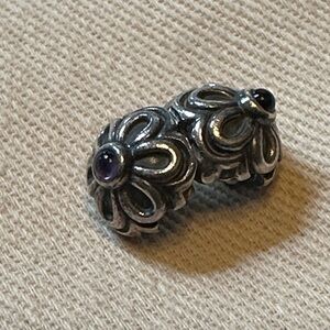 Pandora Zinnia Flower Rhodolite Clip with Purple Accents